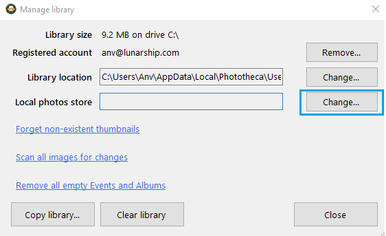 how do you change iphoto library location